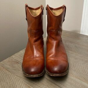 Frye Melissa Button Short Boots in Cognac